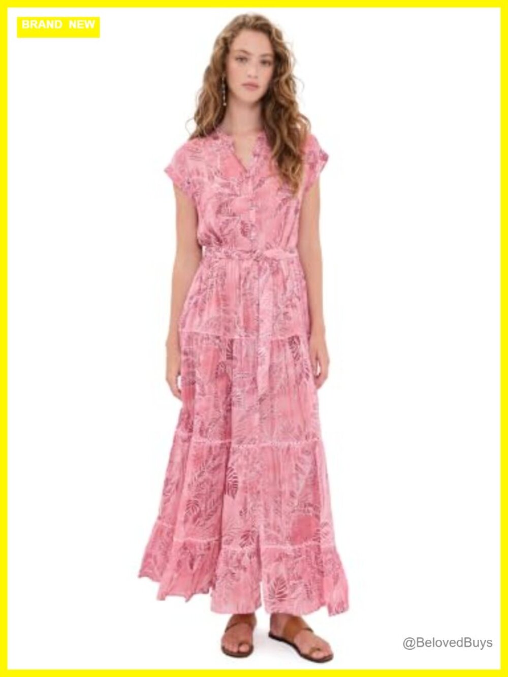 Women's Midi Dress Viscose Habutai Crochet Lace Cap Sleeve Button